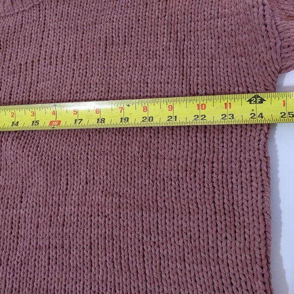 Cupio Mauve Pink Knit Sweater Womens Size XL Balloon Sleeve Open Knit Detail - Picture 6 of 8